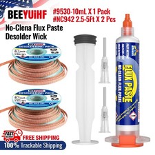 BEEYUIHF 10mL No Clean Soldering Flux Paste with 10ft Desoldering Wick Braid