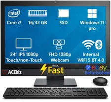 Dell i7 24 Inch All-In-One Desktop Computer AIO PC WiFi Windows 11 pro 7440 7450