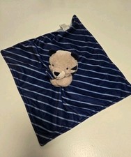 Carters Just One You Tiger Baby Security Blanket Tan Navy Blue Stripes 13" Lovey