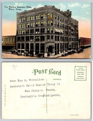 Waco Texas Peerless Insurance Bldg. S. H. Kress Litho Postcard c1910s