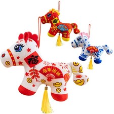 1x 2026 Year of The Horse Mascot Doll Horse Plush Pendant for Keychain Bag Charm
