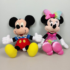 Lot of 2 Mickey Mouse and Minnie Mouse 12  Plush Stuffed Animals Disney Junior