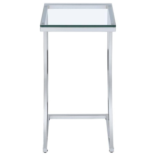 Coaster 13 in. Chrome and Clear Rectangle Glass Accent Table - Picture 3 of 9