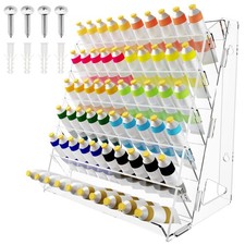 Acrylic Paint Organizer Wall Mount Craft Hobby Rack For 2 oz Bottles Brush