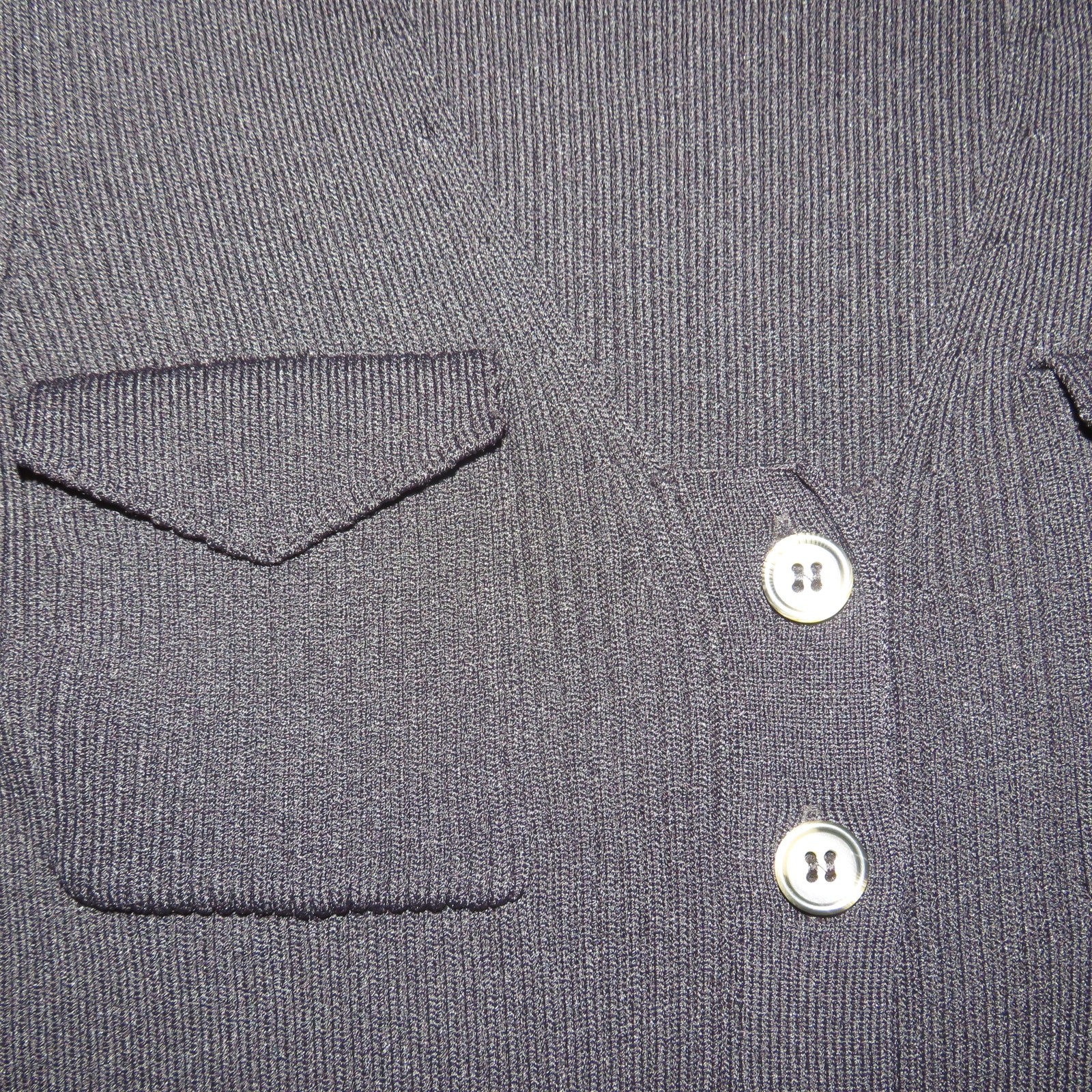 Zara Solid Black Ribbed Knit Button Front Belted … - image 7