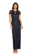 ADRIANNA PAPELL BEADED COLUMN GOWN SIZE 8 MIDNIGHT MSRP 349