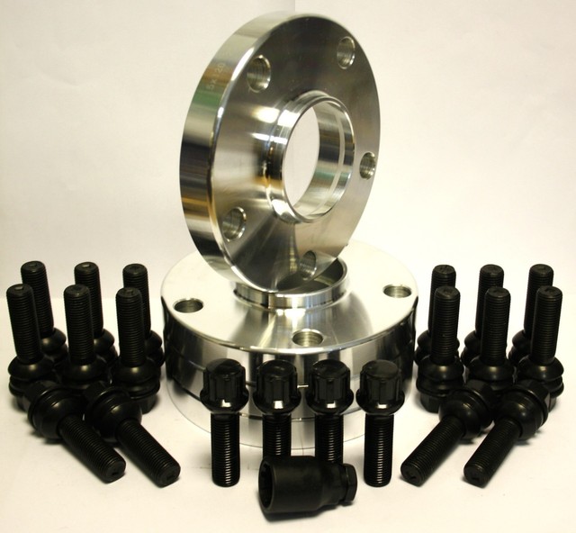 4 X 20MM WHEEL SPACERS + BLACK OER BOLTS & LOCKING FIT FOR VW