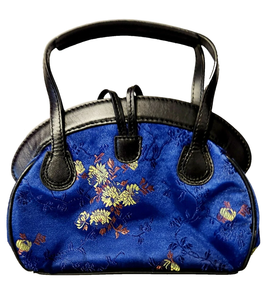 Cartera de noche Maxx New York oriental inspirada en satén azul/negro/multicolor floral Foto 2 de 4