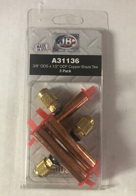 3 Pack JB ''Just Better'' Industries 3/8'' ODS x 1/2'' ODF Copper Access Tee A31136