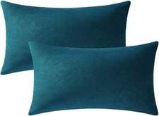 DEZENE 12x20 Throw Pillow Cases Teal: 2 Pack Cozy Soft 12 x 20-Inch, Teal