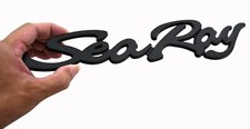 1PC SEA RAY SEARAY SCRIPT MATTE BLACK EMBLEM BADGE BOAT LOGO 12-3/4