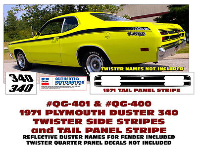 GE-QG-401 & QG-400 1971 DUSTER TWISTER 340 SIDE STRIPES - EYEBALLS - TAIL PANEL