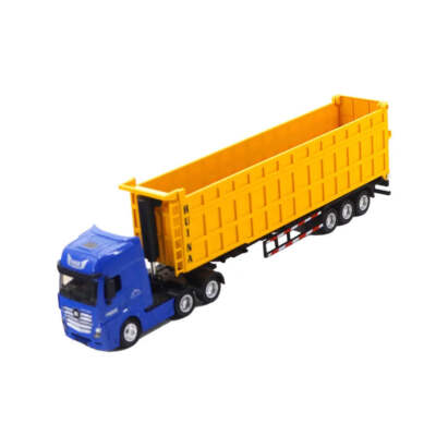 HuiNa 1/50 Diecast Blue Euro Truck with Yellow Dump Trailer