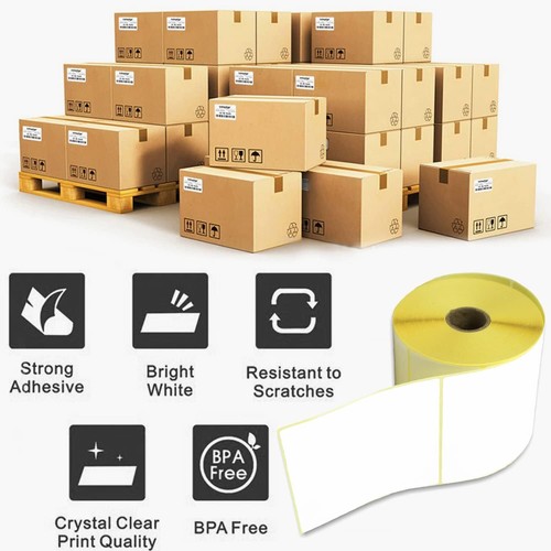 4x6" 150 x 100mm Direct Thermal Labels 500 / Roll Zebra Strong Adhesive White - Picture 5 of 5