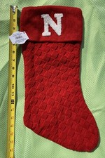 Holiday Time 19" Knit Monogram Christmas Stocking, Letter "N" Red White Initial