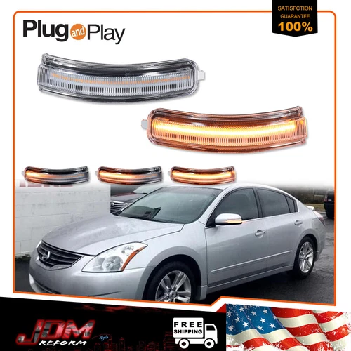 For 2009-2014 Nissan Maxima Clear Sequential Amber LED Side Mirror Signal Lights