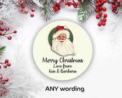 48 x personalisierte Weihnachtsmann Vintage Aufkleber Santa Geschenketiketten 1334