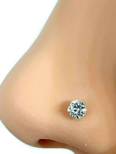 3mm CZ Nose Stud 925 Sterling Silver Round Gem 22g (0.6mm) L Bendable Piercing - 第 9/15 張圖片