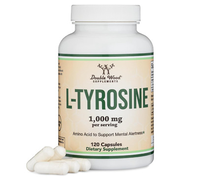 L-Tyrosine 1000mg | 120 Capsules | Free Form | Non-GMO, Gluten Free | by D.Wood