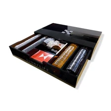 $220 Sunnylife Black Sepia-Citrus Luxe Lucite Poker Case Playing Cards Game Set