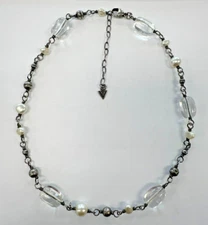 Silpada Sterling Silver Freshwater Pearl & Crystal Bead Necklace N1602 [014 WEy]