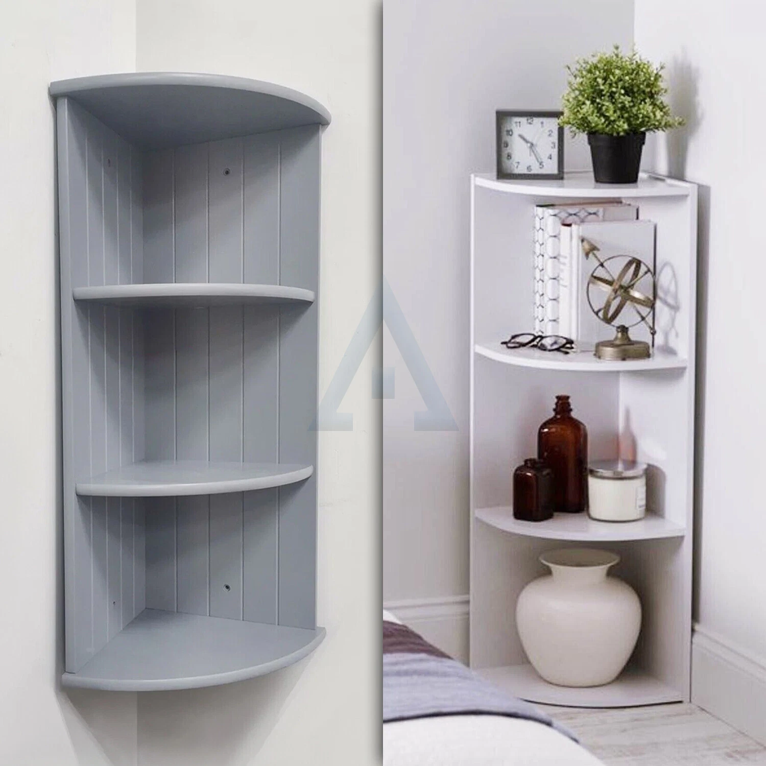 3 Tier Corner Shelf Home Wooden Storage Organizer Rack Display Shelves 2 Colours