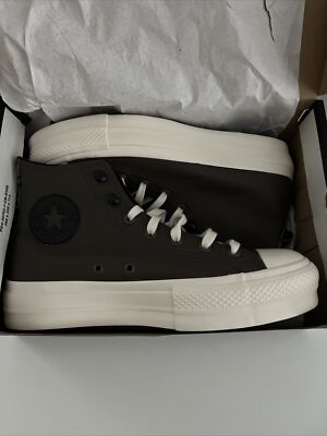 NEW Converse LEATHER CTAS LIFT High Top Platform Engine Smoke Brown Women s 9 M7