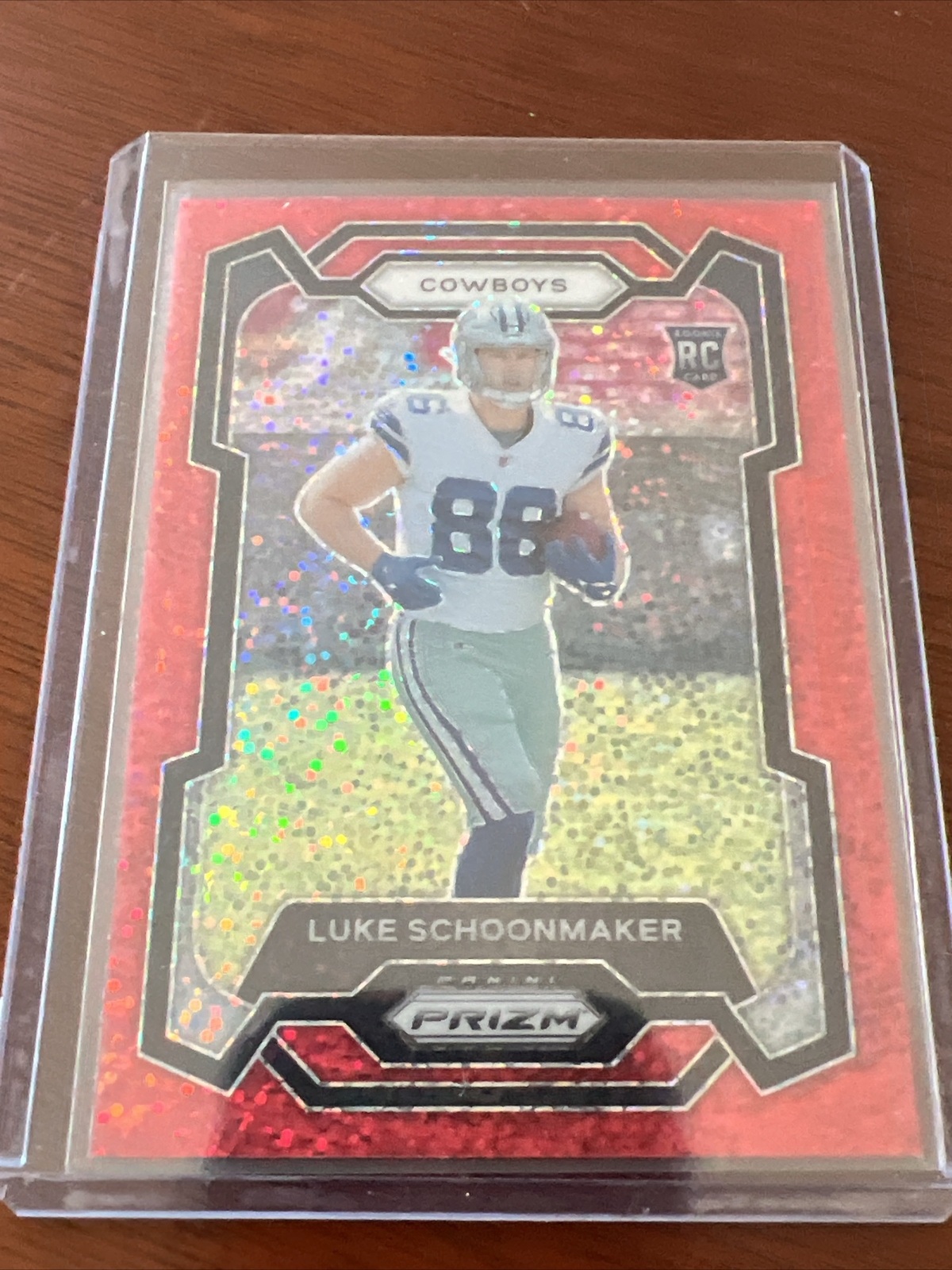 2023 Panini Prizm Luke Schoonmaker Red Sparkle Prizm Rookie RC #325 Cowboys