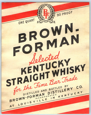 1920s-30s Brown Forman Kentucky Whiskey Label set of 2 Louisville WL1