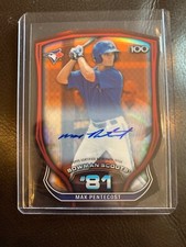 Max Pentecost 2015 Bowman Scouts Top 100 Die Cut Refractor Auto #7/25 Blue Jays
