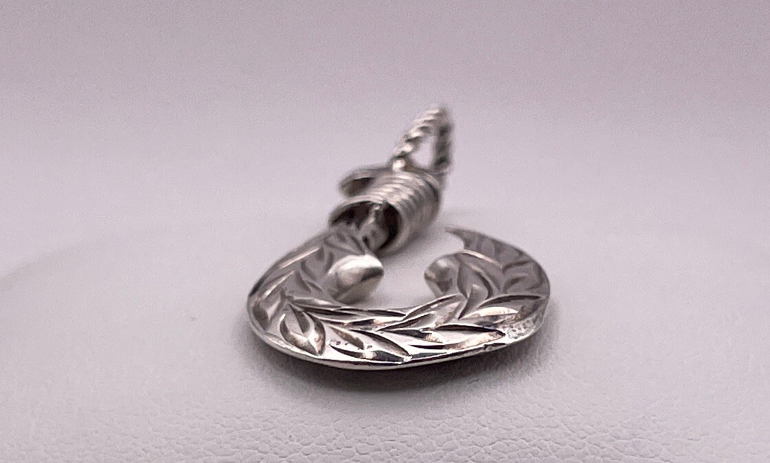 Solid Sterling Silver Diamond Cut J Hook Pendant … - image 5