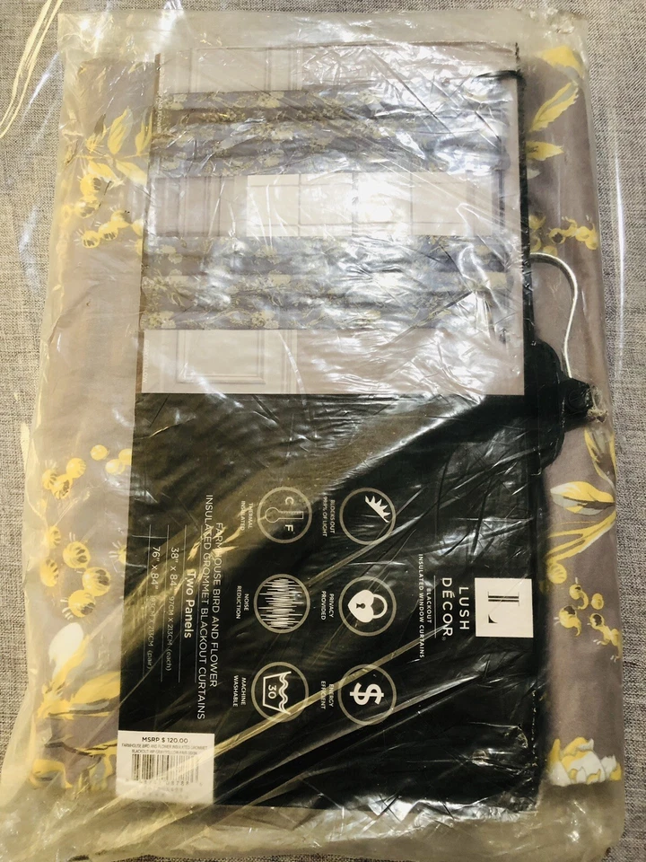 "Exuberante decoración granja pájaros y flores cortinas con ojal aislantes ~ 2 paneles 76"" x 84""" Foto 3 de 4