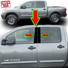 Black Pillar Trim For Nissan Titan Extended 04-15 4pc Set Door Cover Post