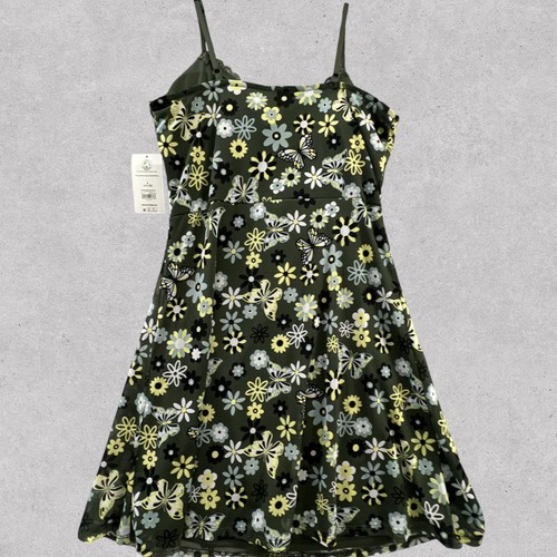 No Boundaries Mesh Dress Lace Green Floral Butterflies Juniors Large 11-13 New - 第 3/10 張圖片