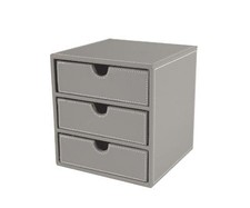 OSCO Grey Faux Leather 3 Drawer Chest | Small Item Storage | Stackable | Lego Co