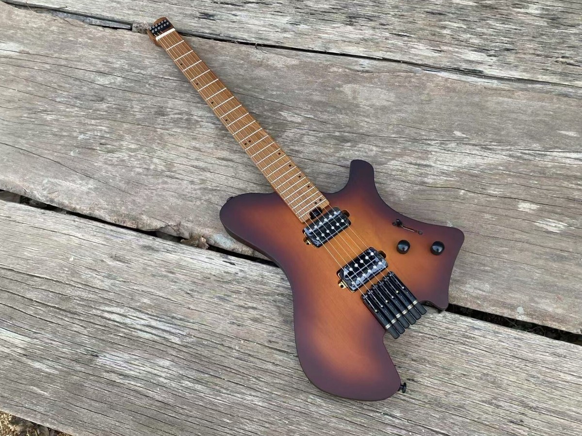 Acepro Alder Body Headless Electric Guitar Brown Burst Color