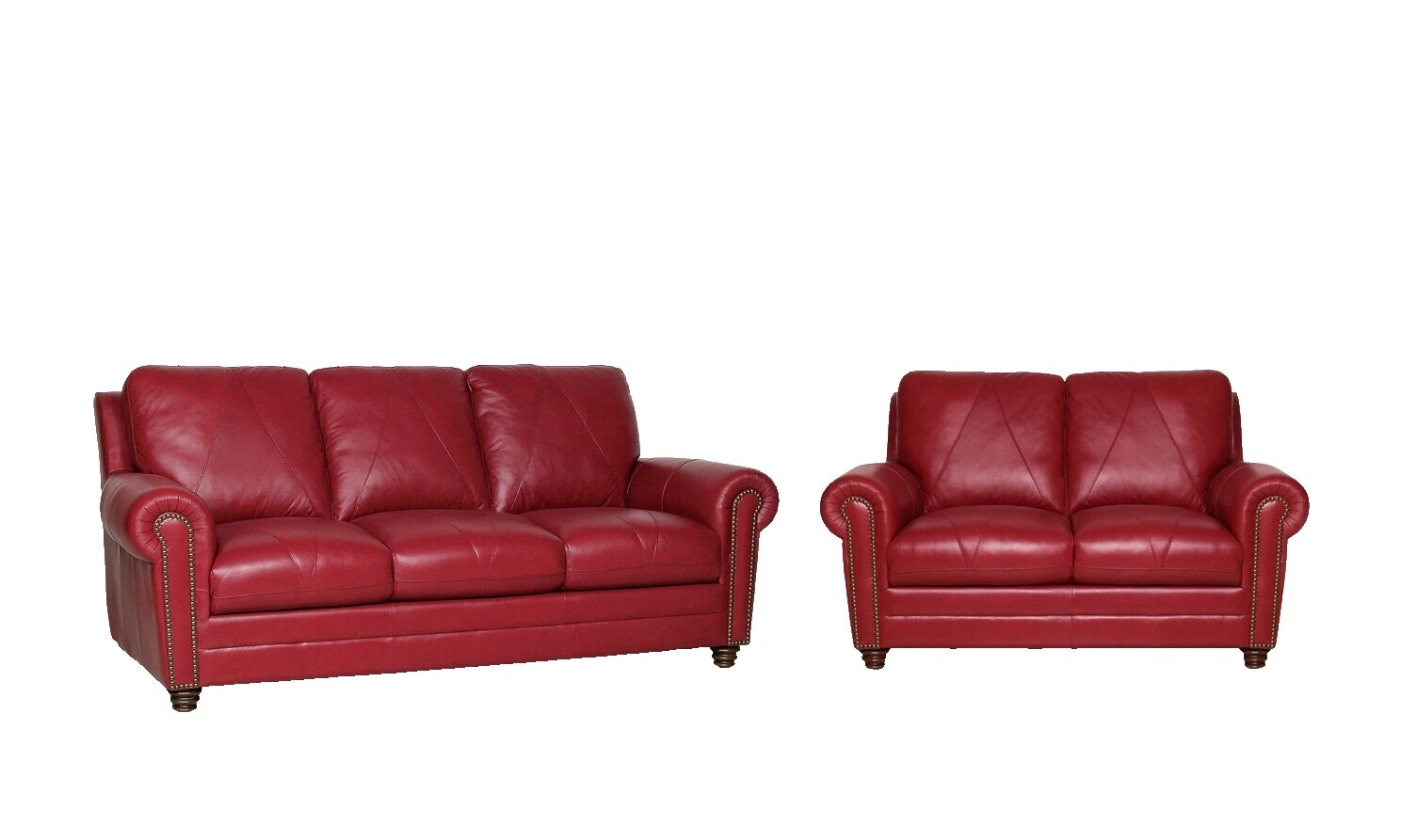 Cuero Madera Sofá de dos plazas