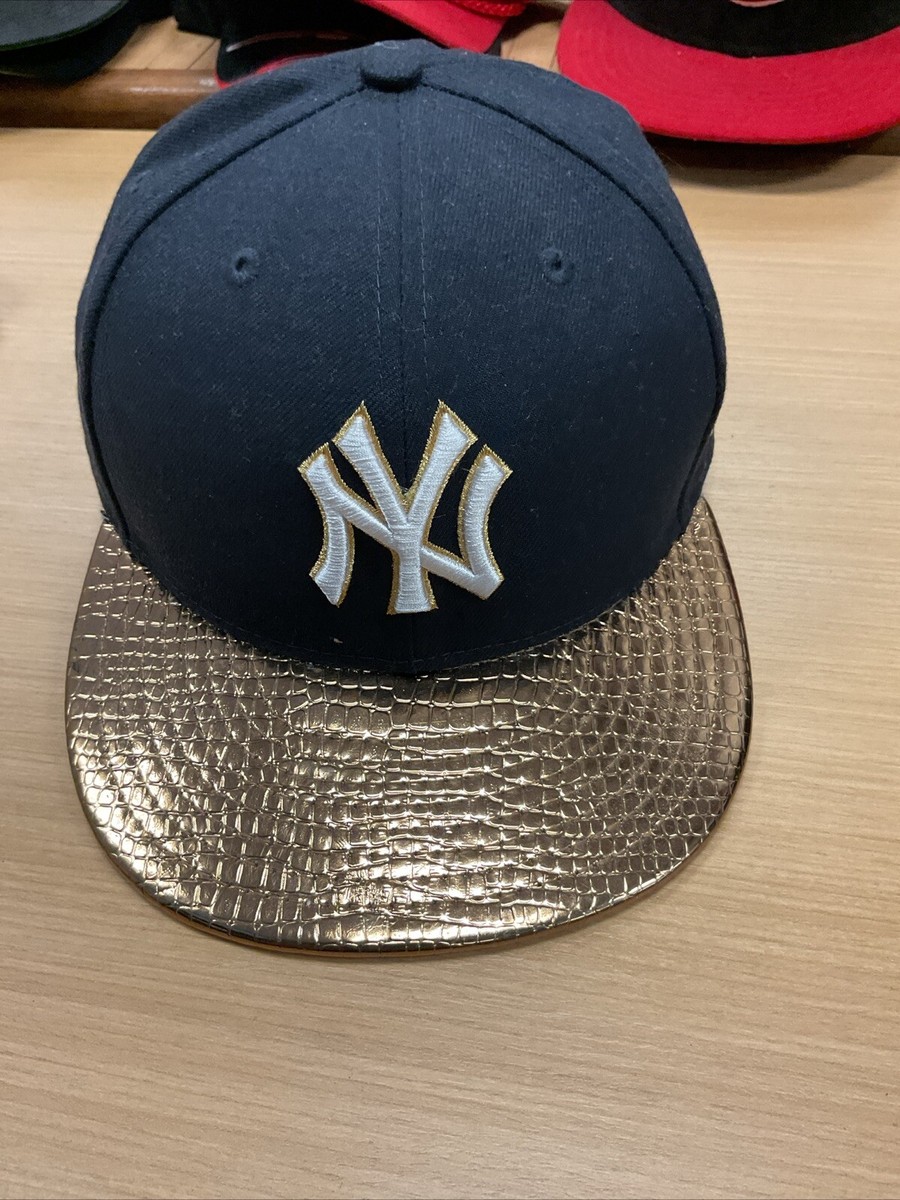 New York Yankee Size 7 1/4 Hat New Era 59fifty Gold Brim New York Yankee Size 7 1/4 Hat New Era 59fifty Gold Brim