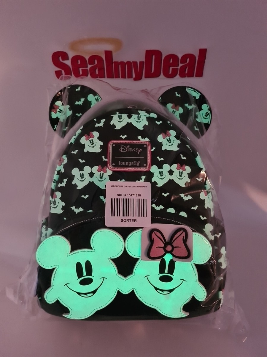 Loungefly Disney Mickey Minnie Mouse Ghostly GITD Mini Backpack