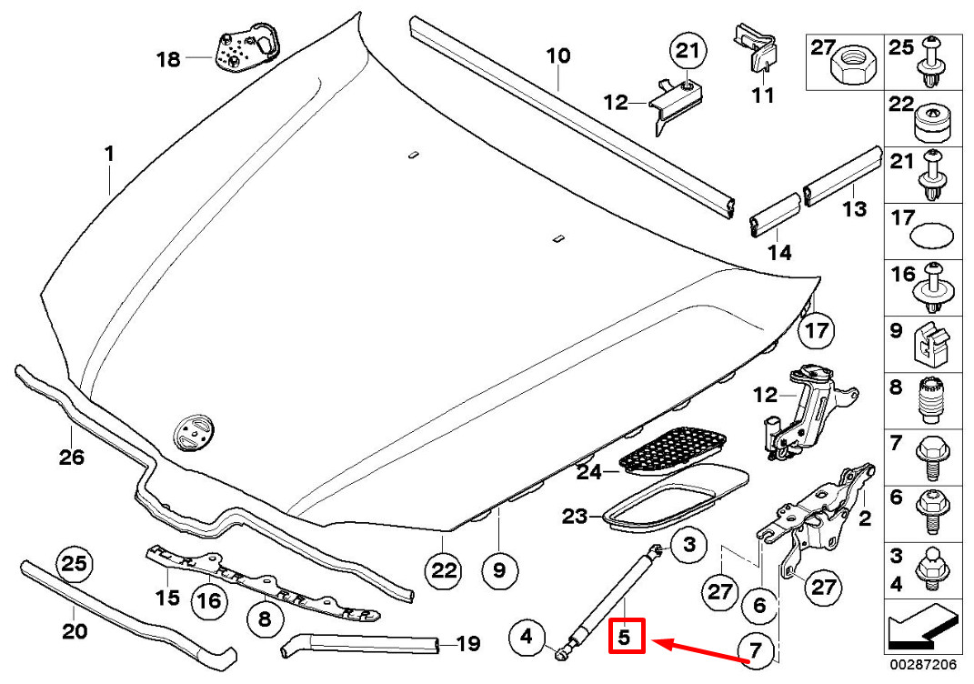 NEW BMW 3 COUPE E92 HOOD GAS PRESSURIZED SPRING 8056705  