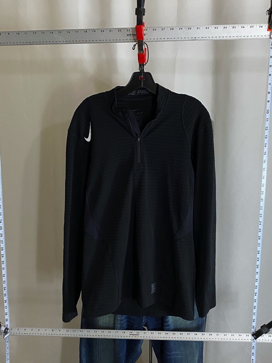 see Nike Pro Black Stripe Zippered LONG SLEEVE SWEATER PULL OVER SHIRT