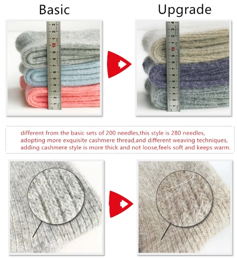 3 pares de calcetines cálidos de invierno multicolores térmicos gruesos de cachemir 100 % lana para mujer Foto 4 de 4