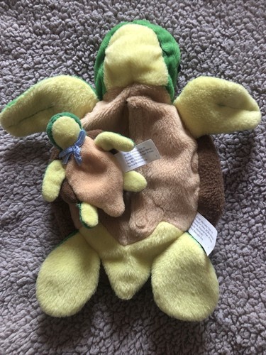 Vintage Playmates 1997 Beanfuls Beanie Soft Turtles 9” Mum With Baby. - Picture 4 of 7