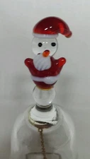 Hand Blown Clear Glass With Santa Handle Christmas Dinner Bell 