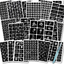 524 PCS Henna Tattoo Stencil Kit,20 Sheets Henna Temporary Tattoo Stickers