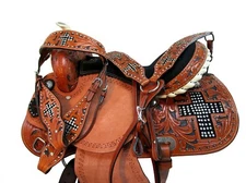COWBOY WESTERN SADDLE BARREL RACING PLEASURE TRAIL TOOLED LEATHER TACK 15 16 17