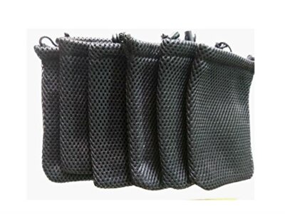 Set of 6 Black Mesh Pouch Bags for Phones or MP3 Players