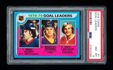 1979 TOPPS HOCKEY 1 GOAL LEADERS PSA 8 NM-MINT MIKE BOSSY / GUY LAFLEUR / DIONNE