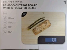 NEW Bamboo Cutting Board (13 X 10) with Integrated Digital Scale Sharper Image