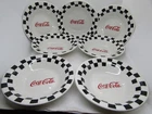 Vintage 1996 Gibson Coca Cola 8" Black Checked Soup Bowls Set of 7.